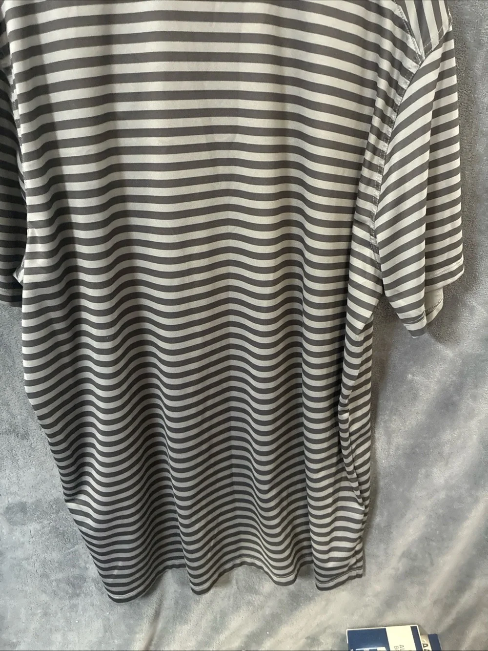 Nike Men’s Gray and Charcoal Striped Dri-Fit Polo